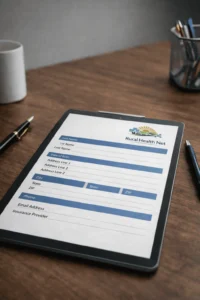 Tablet showing a membership information form